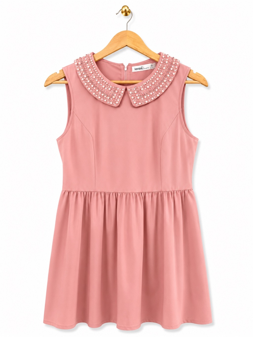 Kensie Pink Beaded Peter Pan Collar Dress Size 10 Preppy Chic